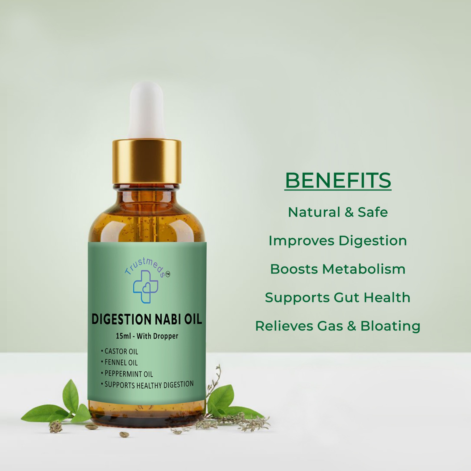 Digestion Nabi Oil with Dropper - 15ml-Belly Button Oil for Digestion & Joint Support view 2